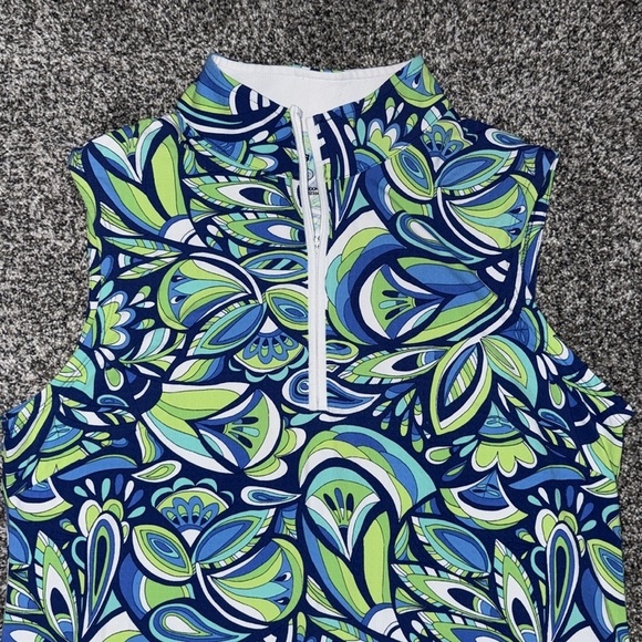 IBKUL JACKIE Green Navy Sleeveless Mock Golf Tennis Dress - Picture 4 of 6